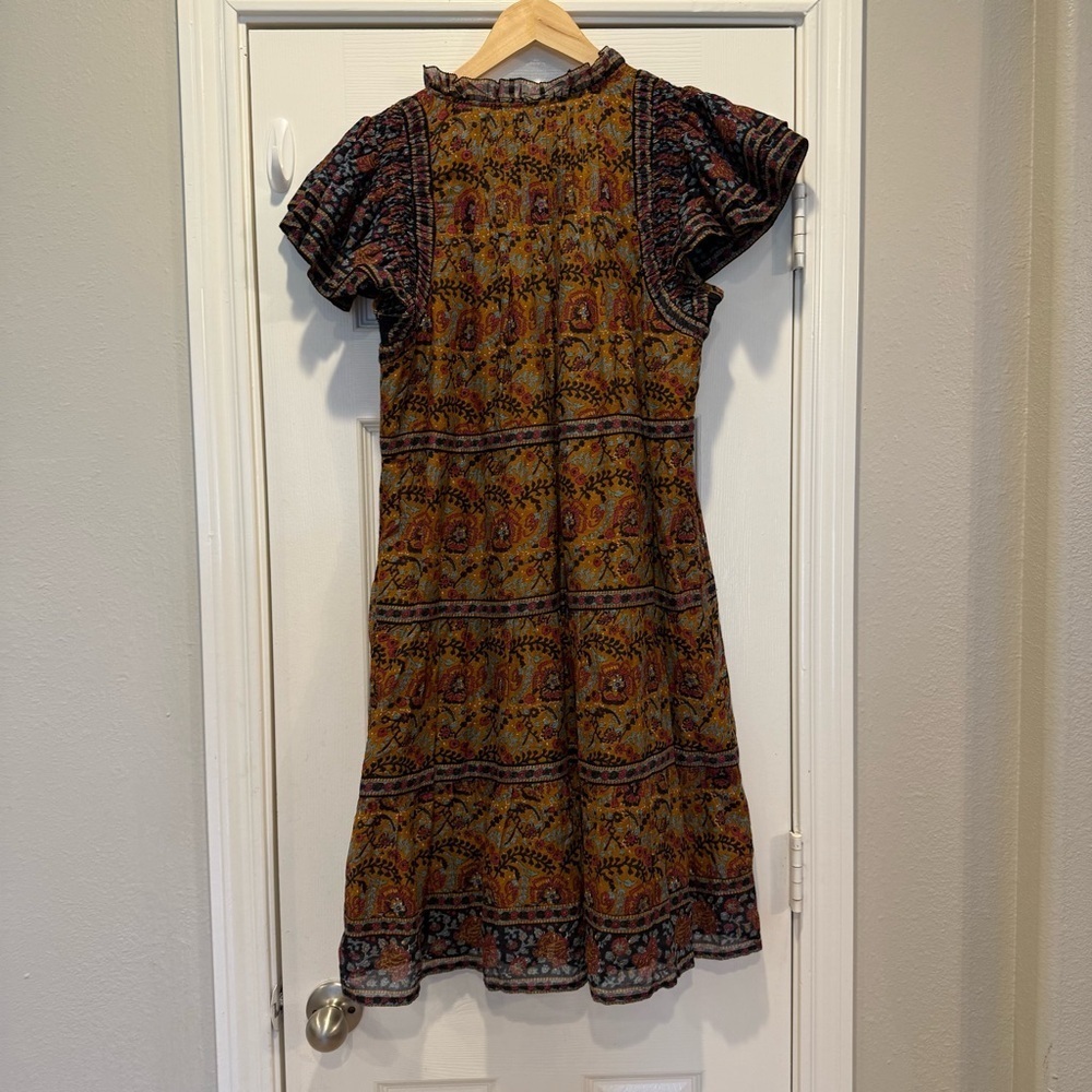 Sea New York Rosita Tunic Dress Women’s S Brown Floral Ruffle Feminine Cotton - Picture 3 of 10
